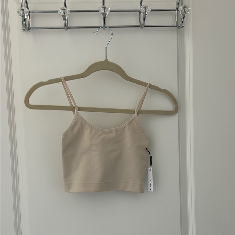 Beige Cropped Tank Top
